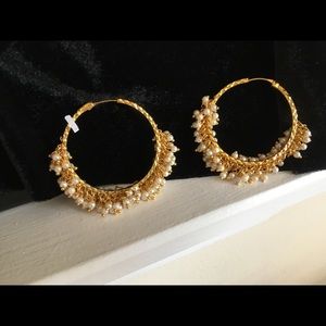 Indian Pakistani  pearl hoop earrings